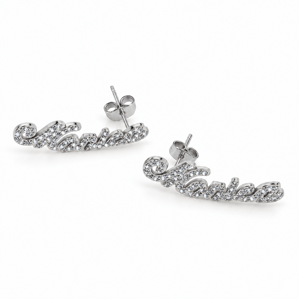 Name Iced out Post Earrings