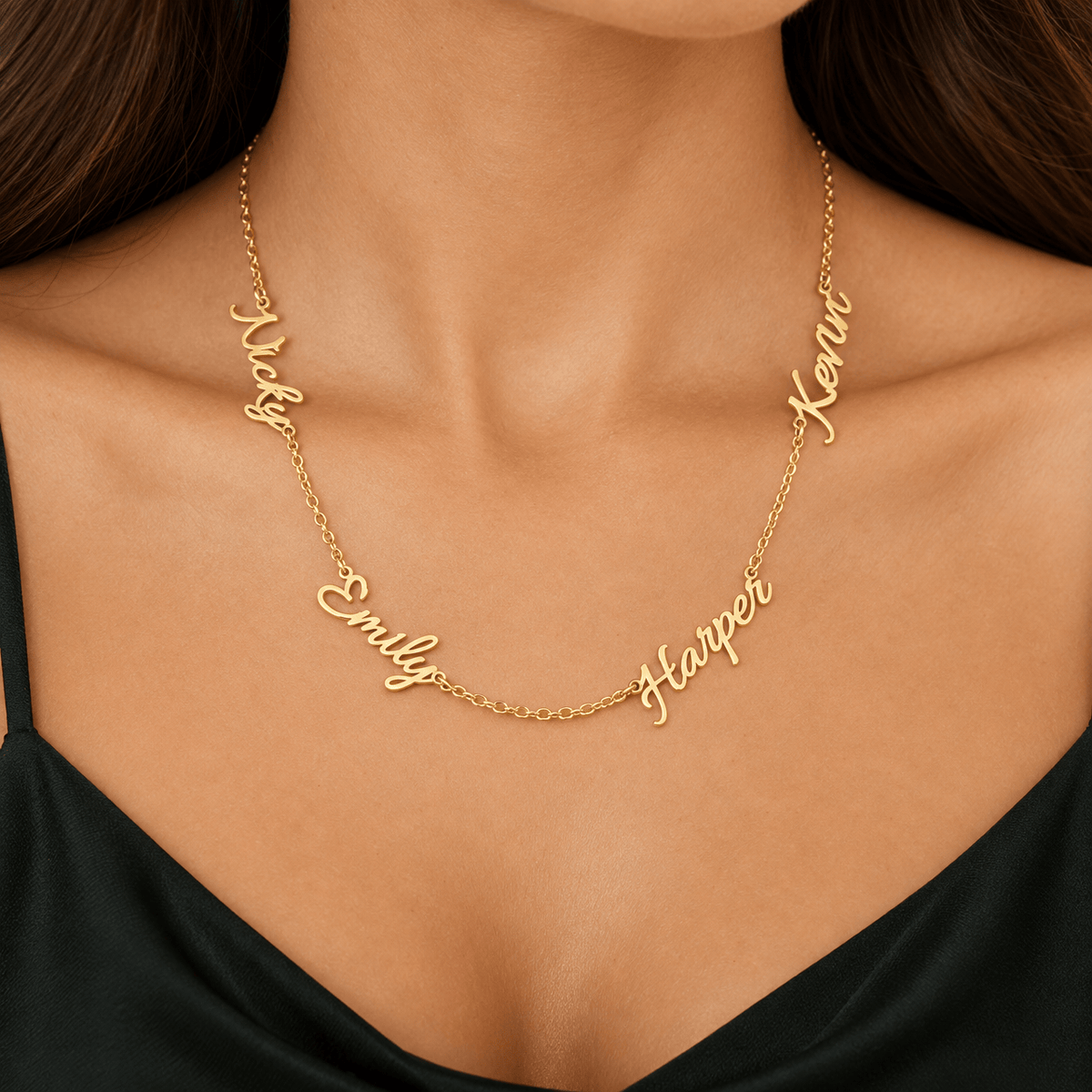 Personalized Multiple Names Single Nameplate Necklace