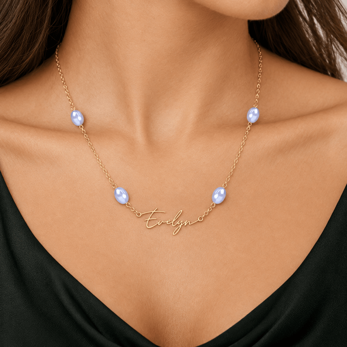 Personalized Name Necklace with Freshwater Pearls