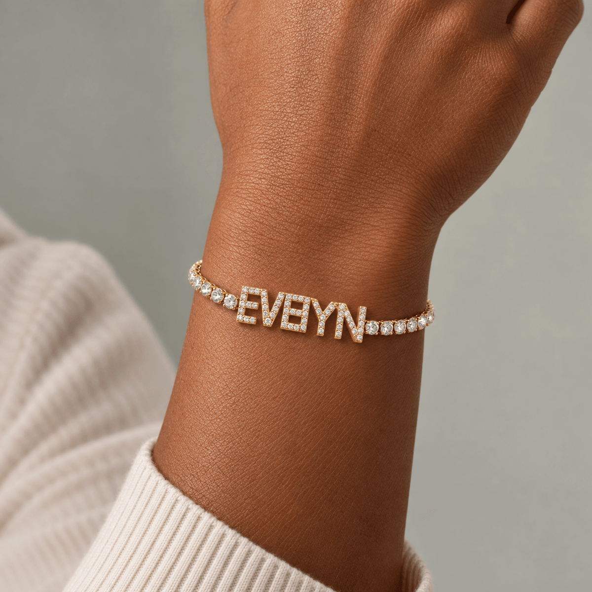 Personalized Iced Out Name Bracelet with Tennis Chain