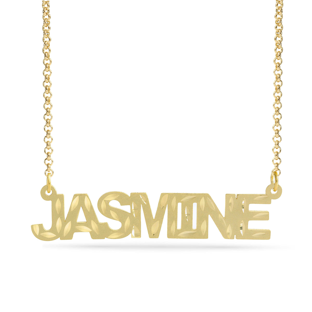 Personalized Name necklace with  Diamond Cut and Satin Finish &quot;JASMINE&quot;
