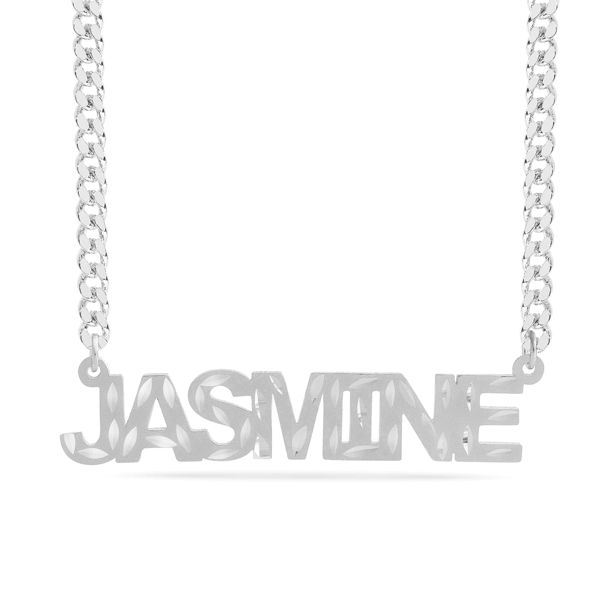 Personalized Name necklace with  Diamond Cut and Satin Finish &quot;JASMINE&quot;