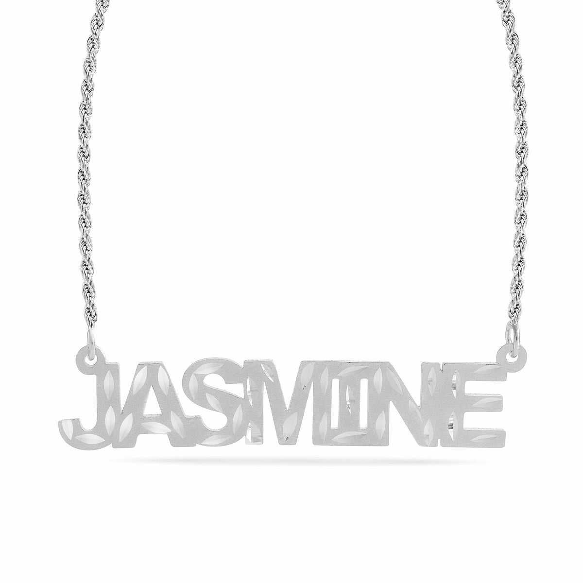 Personalized Name necklace with  Diamond Cut and Satin Finish &quot;JASMINE&quot;