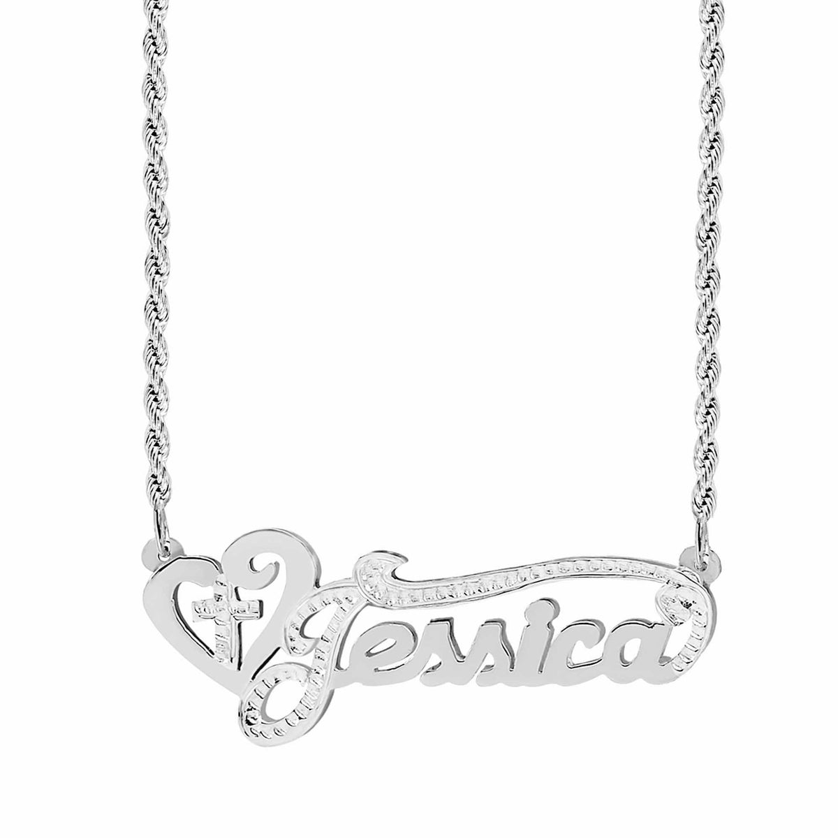 Double Plated Nameplate Necklace &quot;Jessica&quot;