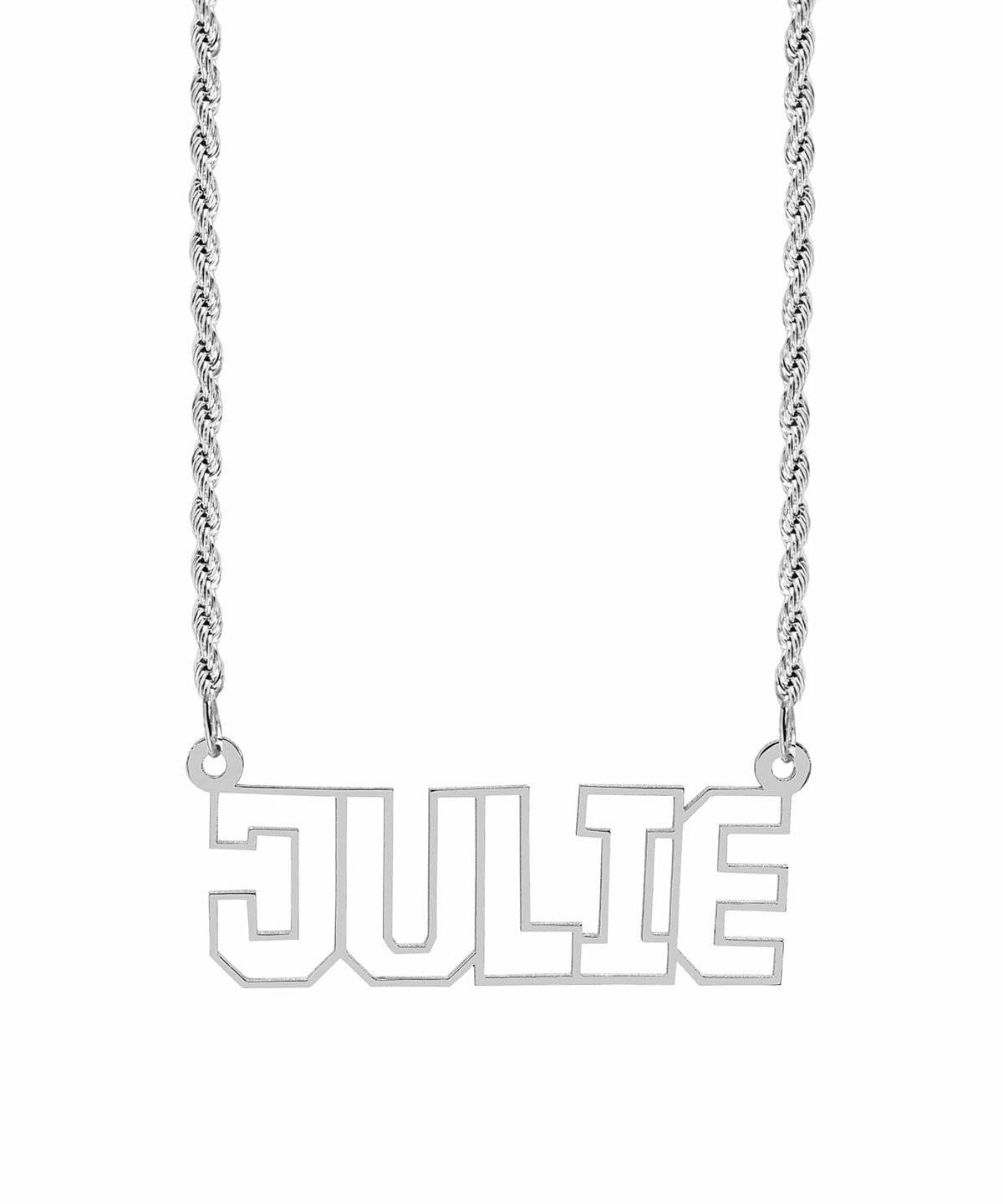 Custom Nameplate Necklace - Cutout Block Name Necklace