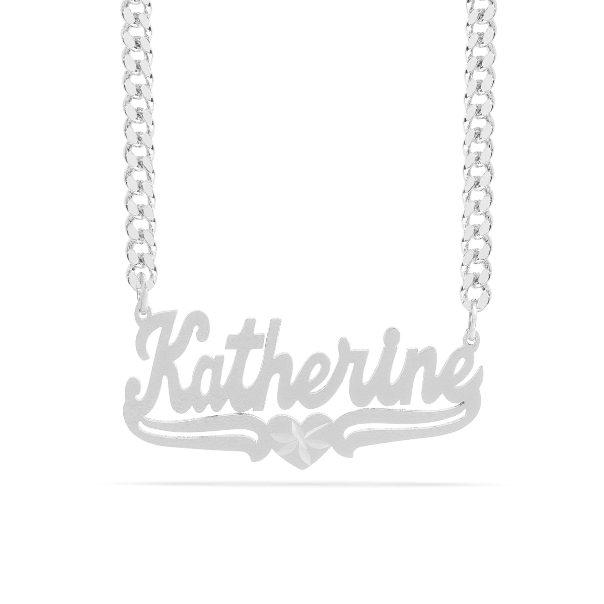 Personalized Name necklace with Satin and Heart &quot;Katherine&quot;