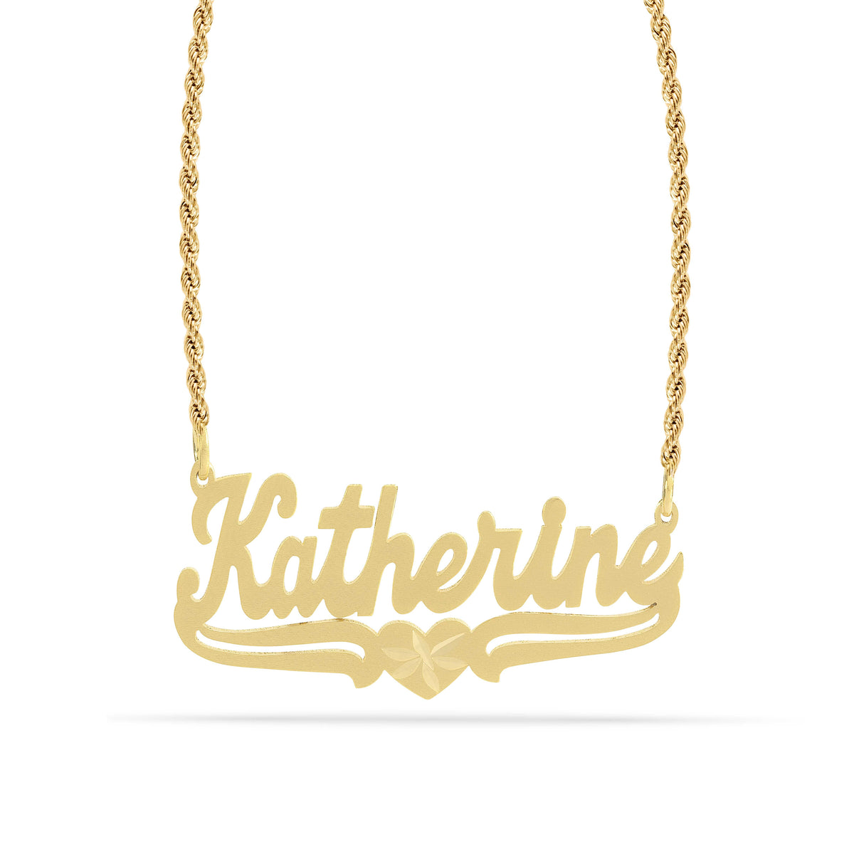 Personalized Name necklace with Satin and Heart &quot;Katherine&quot;