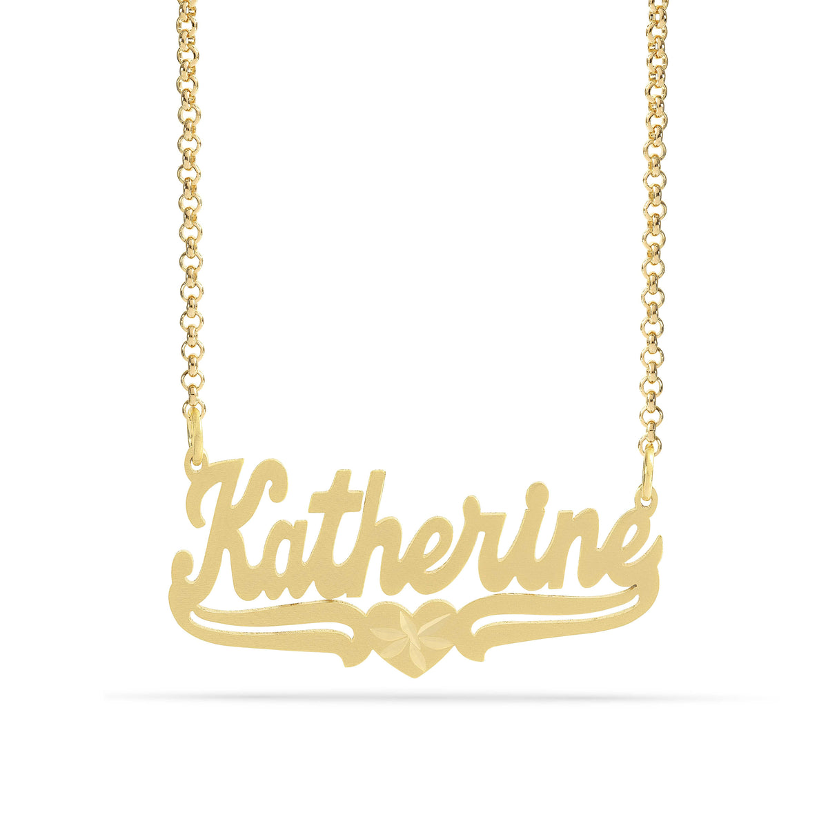 Personalized Name necklace with Satin and Heart &quot;Katherine&quot;
