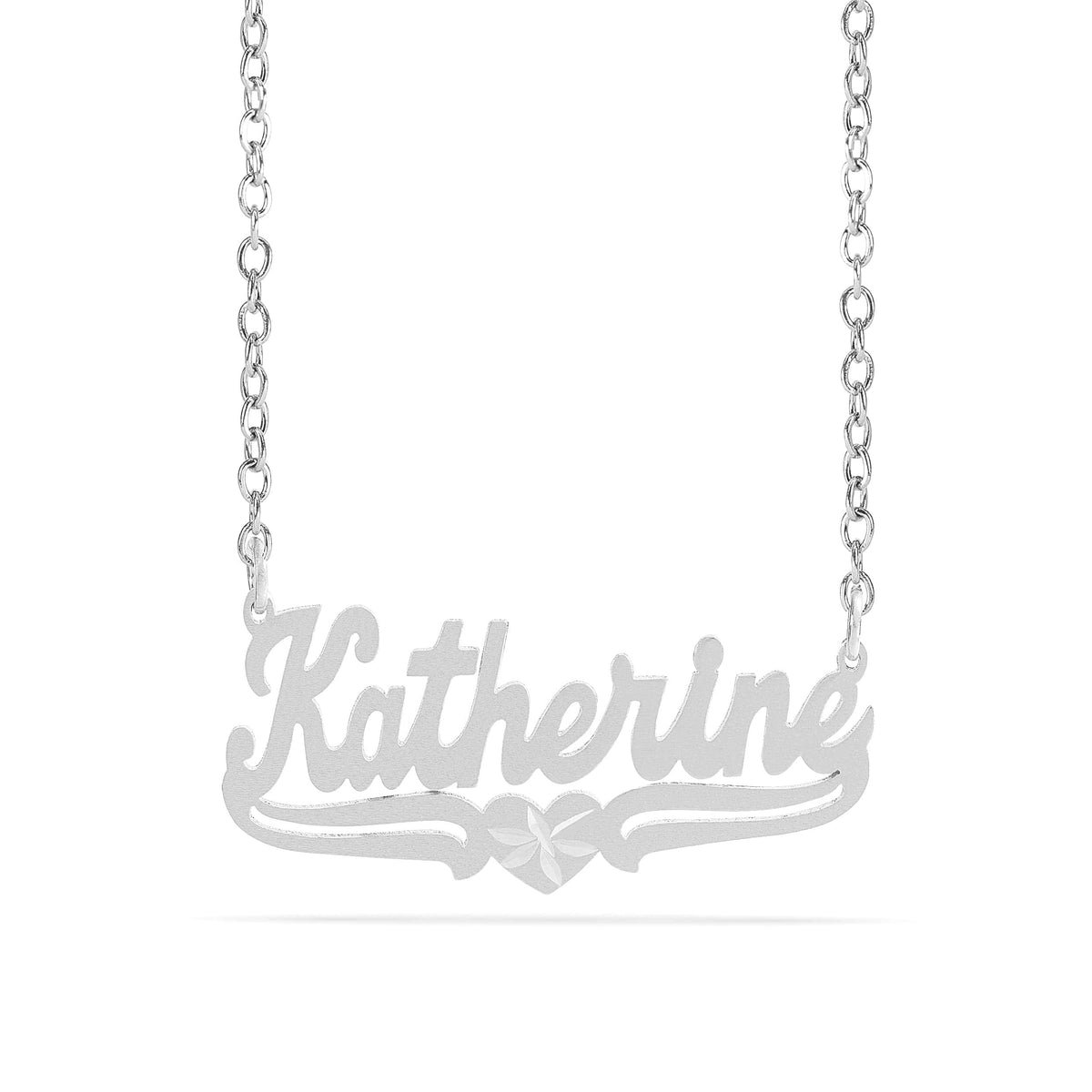 Personalized Name necklace with Satin and Heart "Katherine"