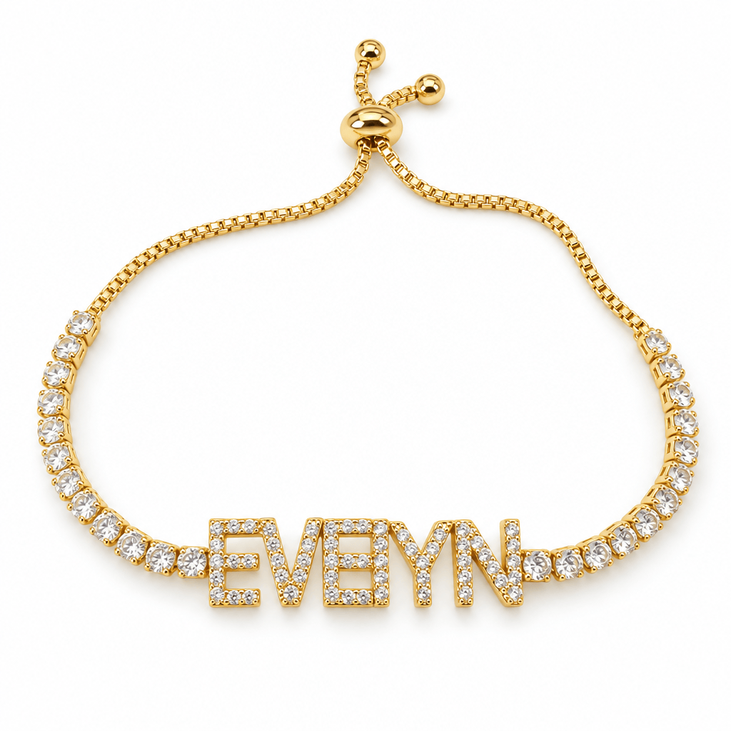 Personalized Iced Out Name Bracelet with Tennis Chain