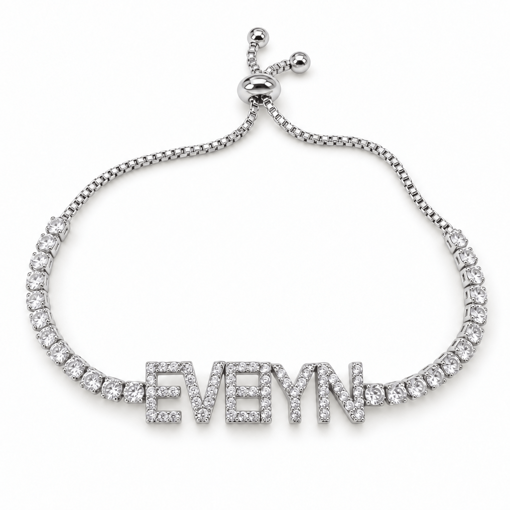 Personalized Iced Out Name Bracelet with Tennis Chain