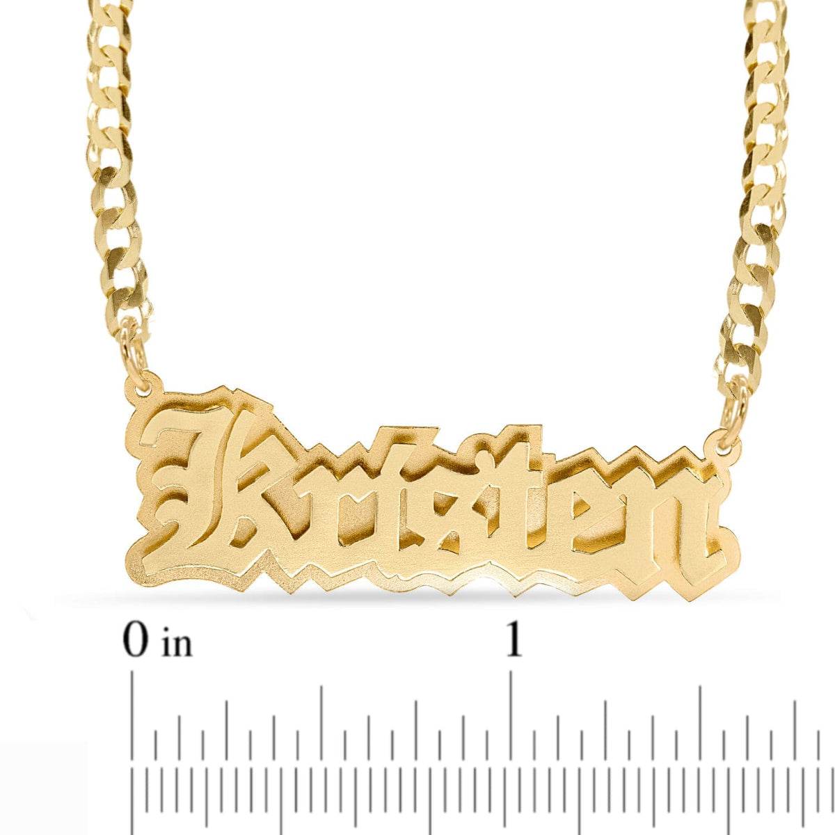 High Polish Double-Plated Old English Name Necklace