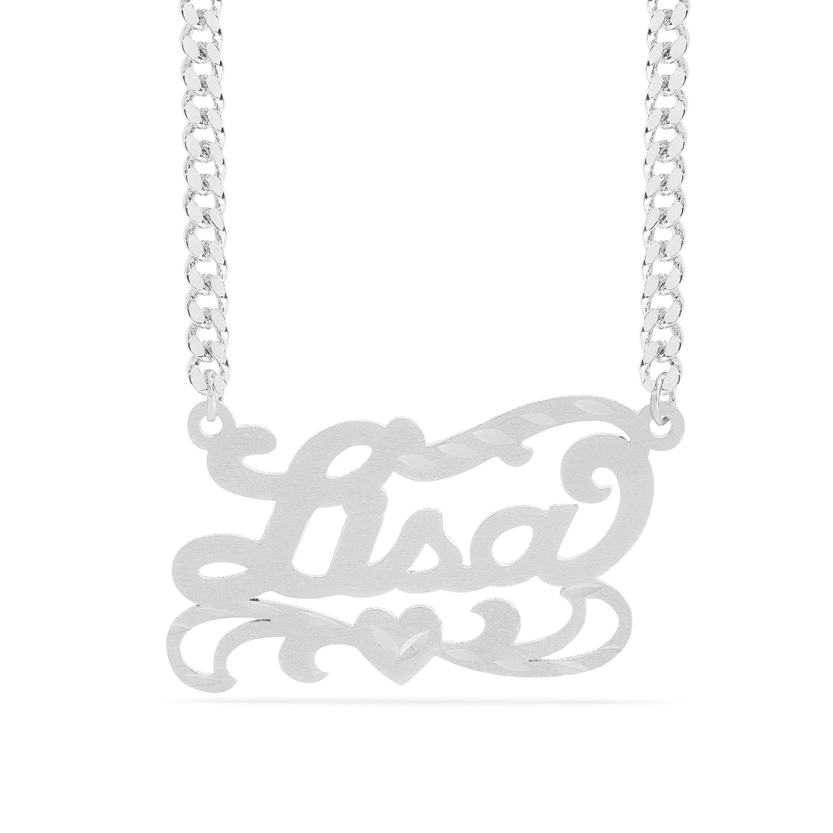 Personalized Name necklace with  Diamond Cut and Satin Finish &quot;Lisa&quot;