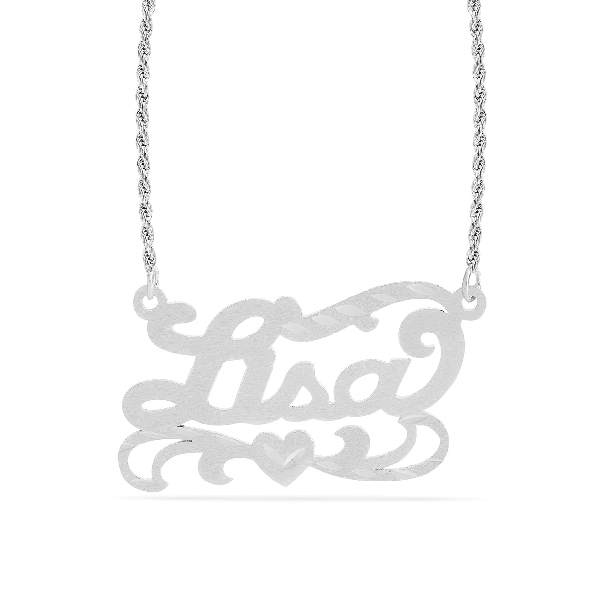 Personalized Name necklace with  Diamond Cut and Satin Finish &quot;Lisa&quot;