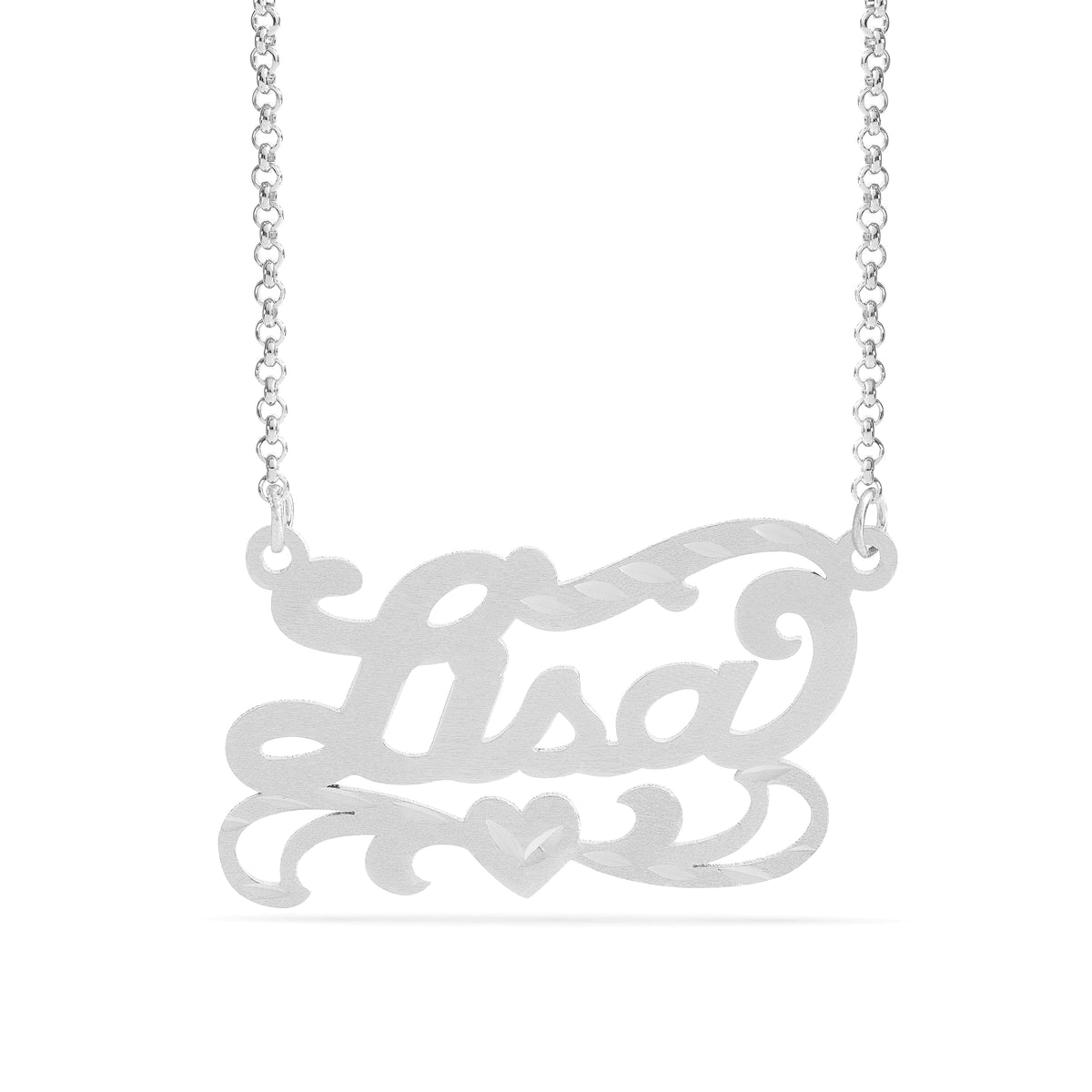 Personalized Name necklace with  Diamond Cut and Satin Finish &quot;Lisa&quot;