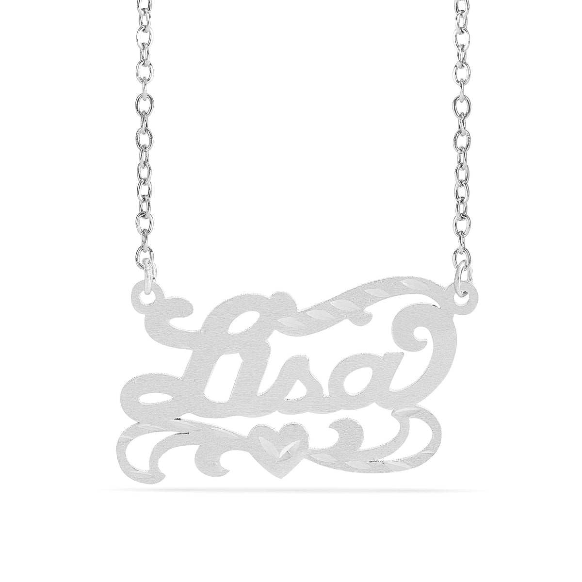 Personalized Name necklace with  Diamond Cut and Satin Finish "Lisa"