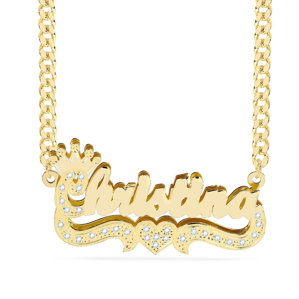 Diamonds Double Plated Name Necklace &quot;Christina&quot;