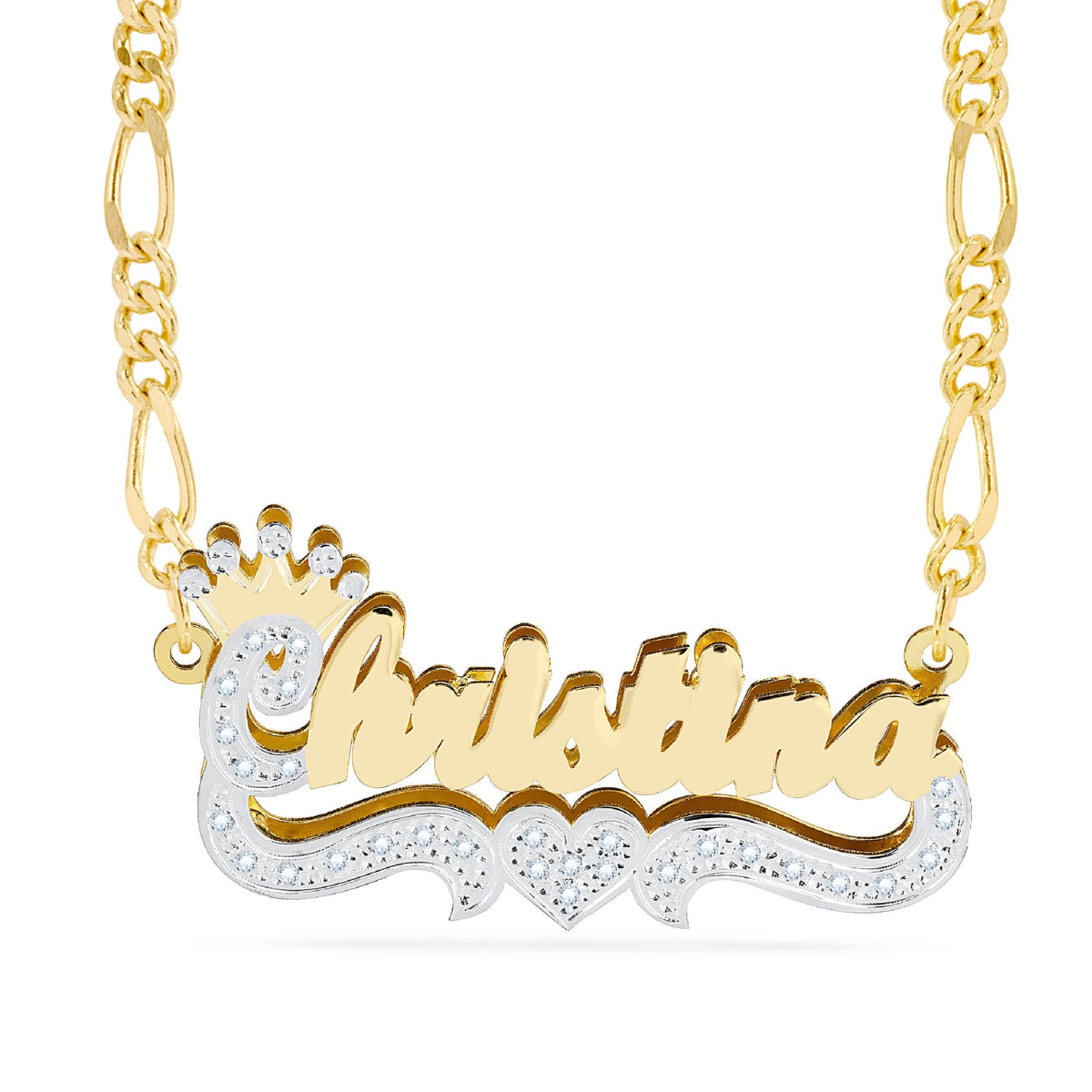 Diamonds Double Plated Name Necklace &quot;Christina&quot;