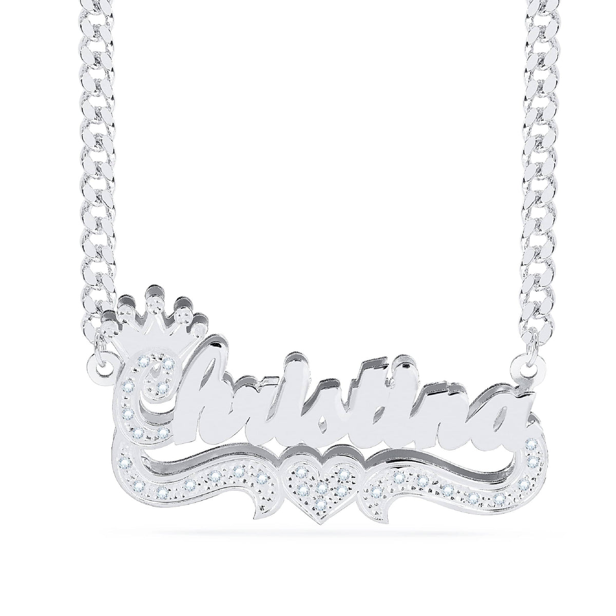 Diamonds Double Plated Name Necklace &quot;Christina&quot;