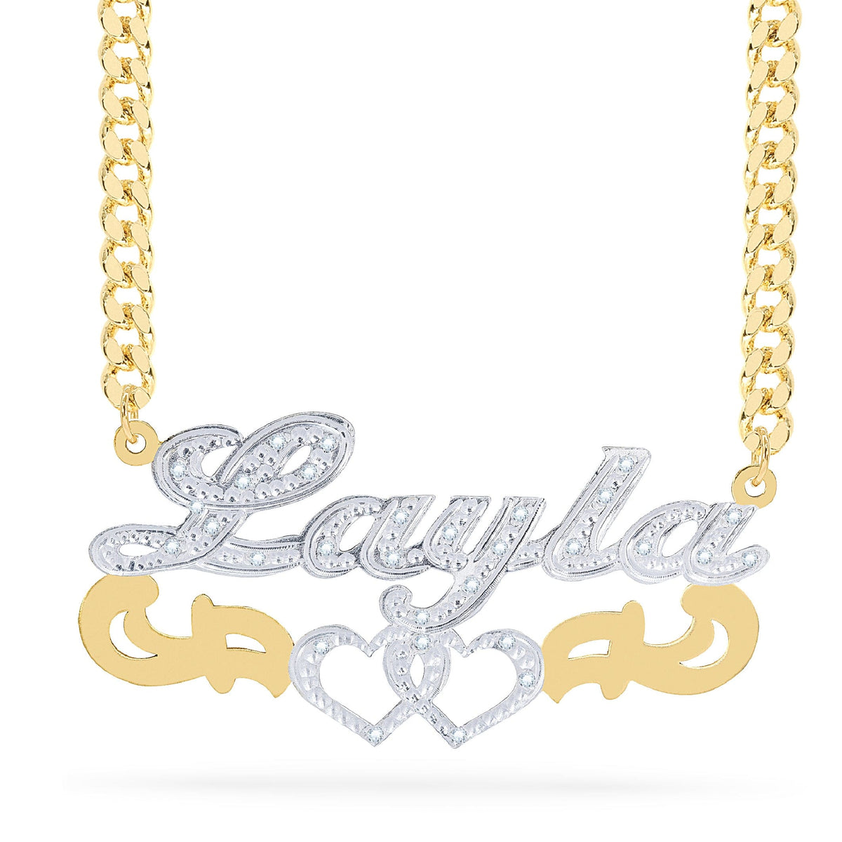Diamond Custom Necklace w/ Love Hearts &quot;Layla&quot;