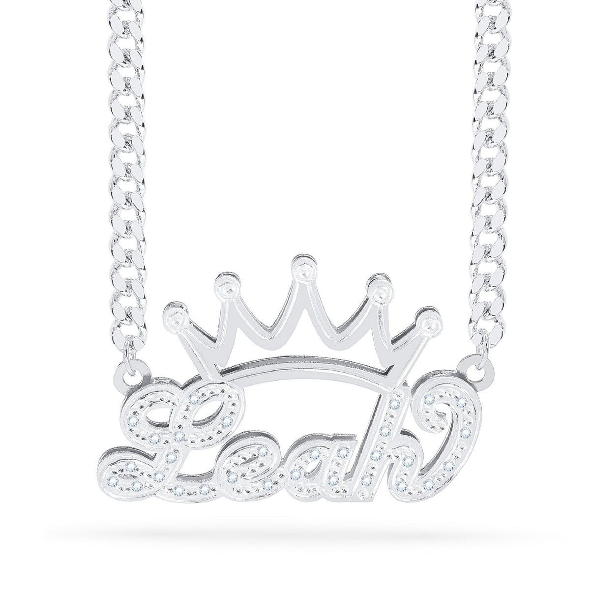Diamonds Double Plated Name Necklace &quot;Leah&quot;