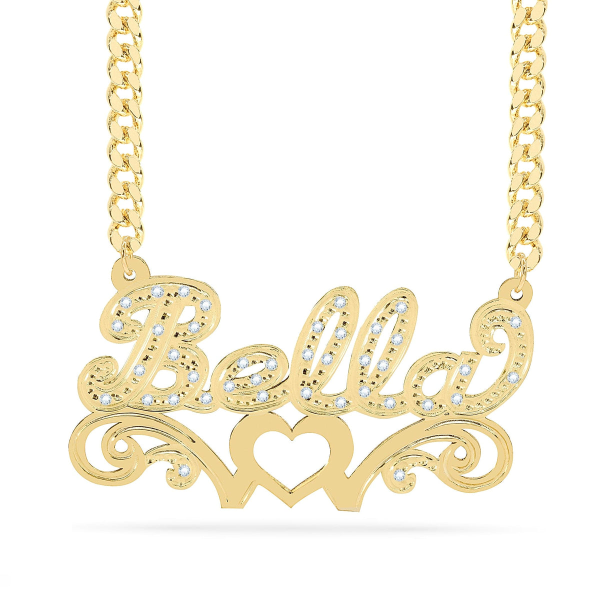 Diamond Custom Necklace w/ Love Heart &quot;Bella&quot;