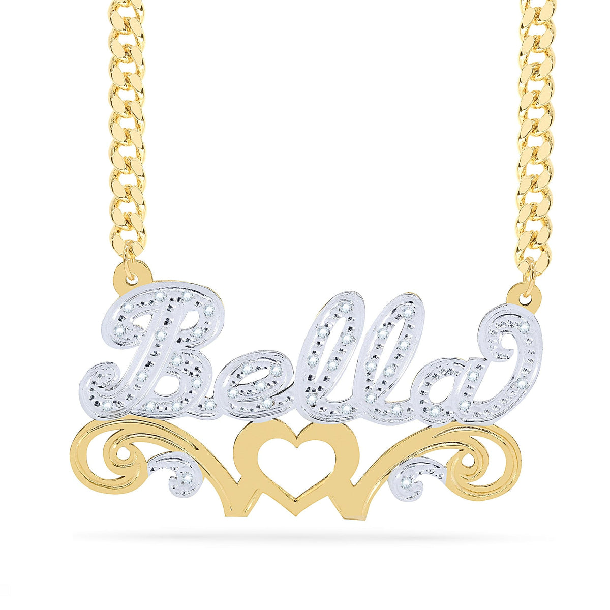 Diamond Custom Necklace w/ Love Heart &quot;Bella&quot;