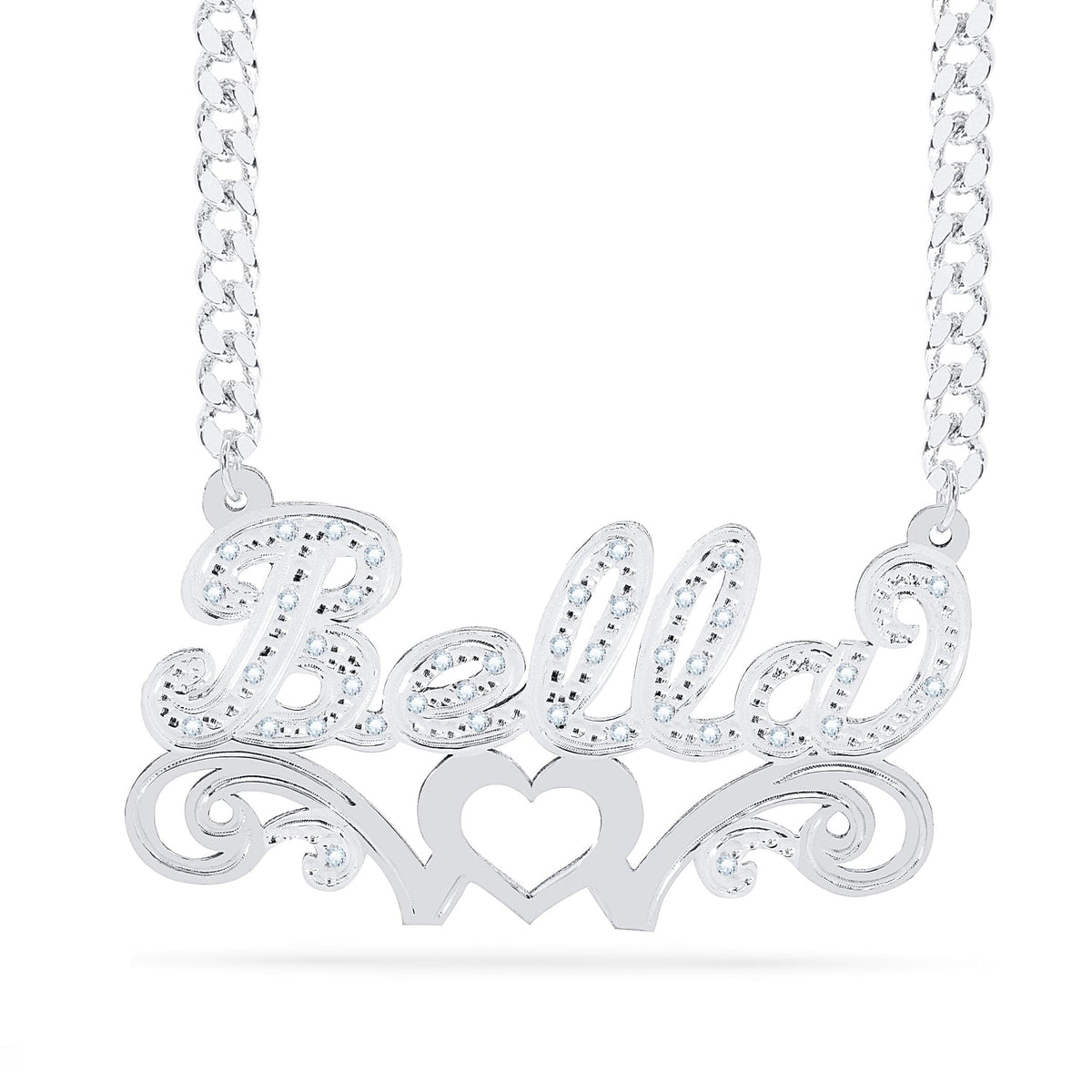 Diamond Custom Necklace w/ Love Heart &quot;Bella&quot;