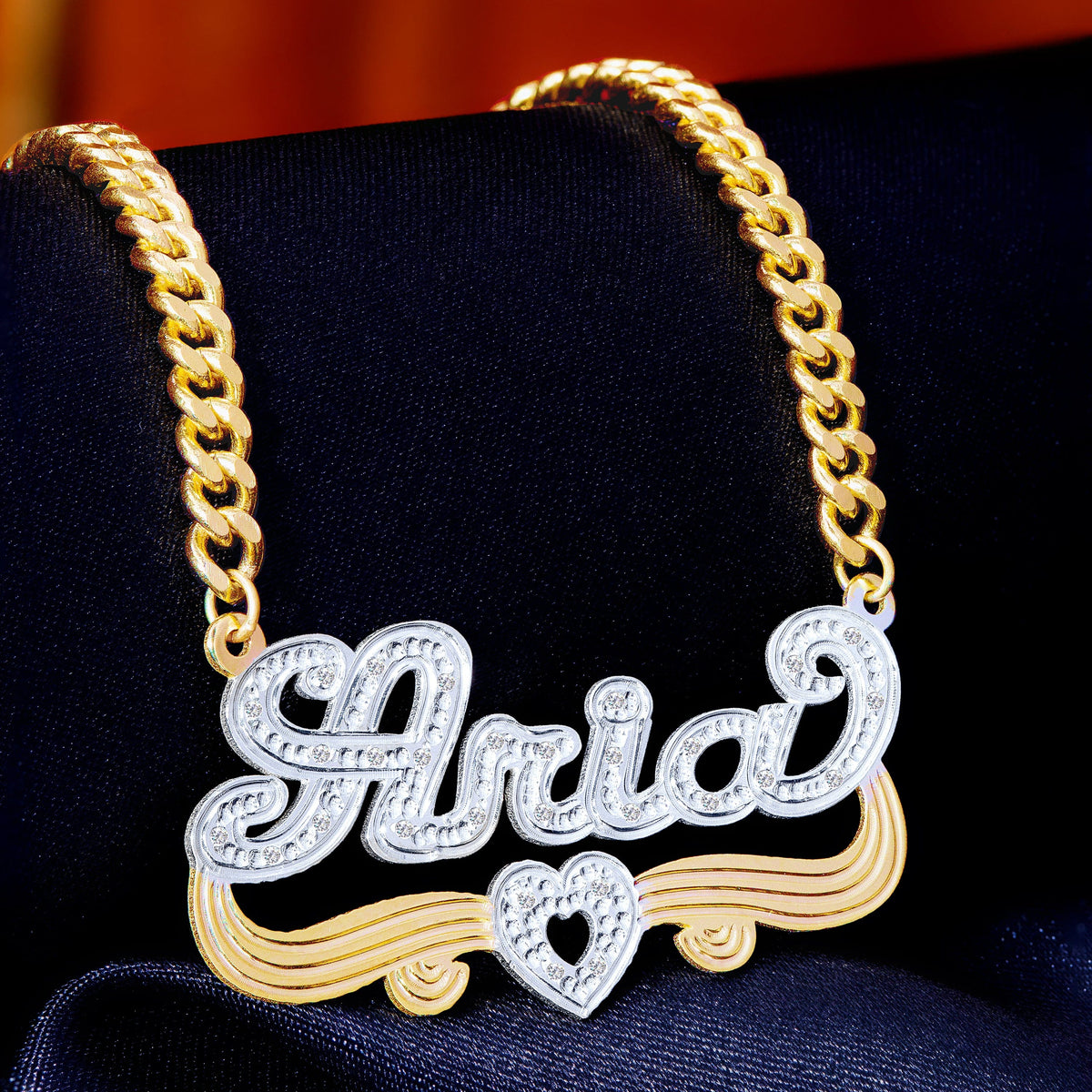 Diamond Custom Necklace w/ Heart &quot;Aria&quot;