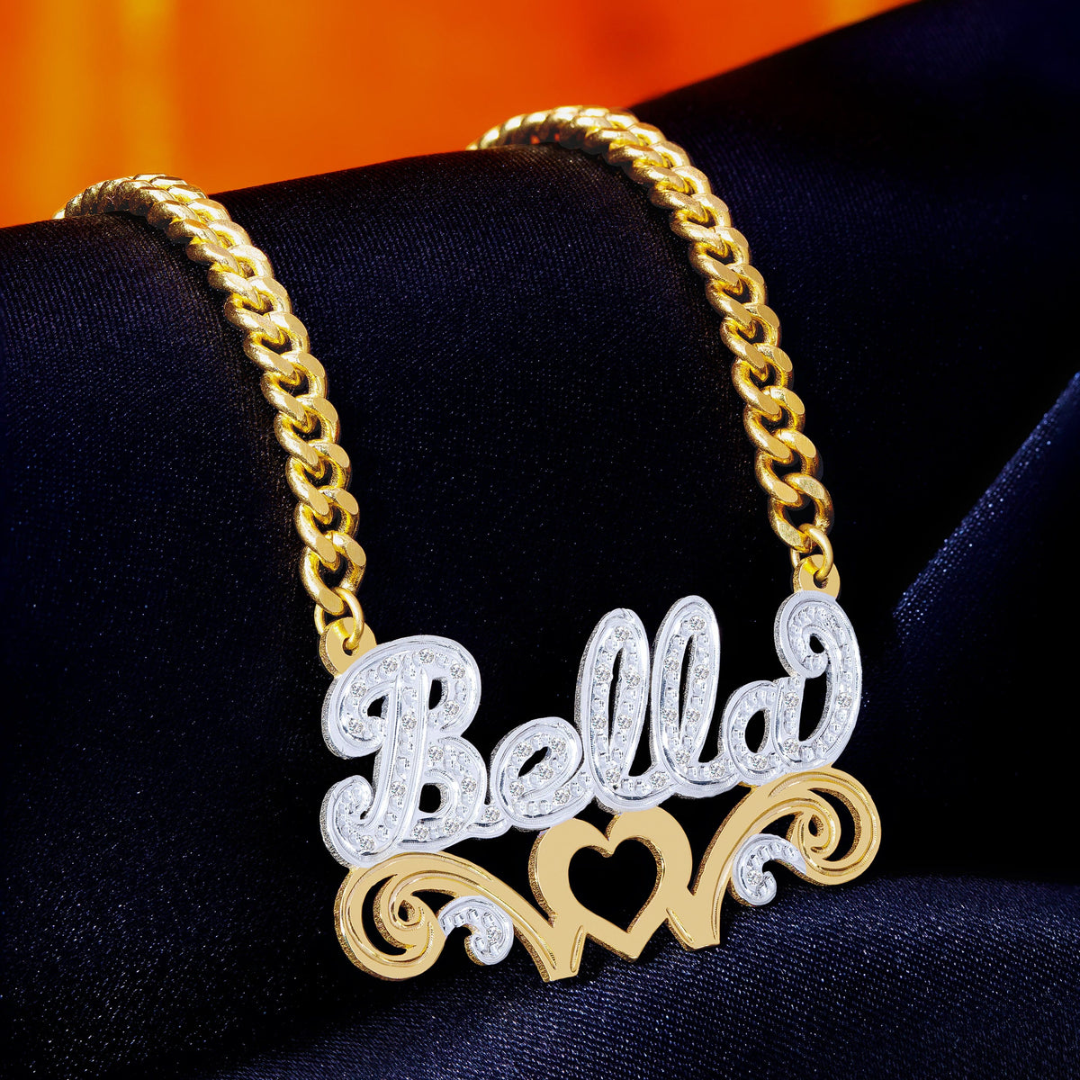 Diamond Custom Necklace w/ Love Heart &quot;Bella&quot;