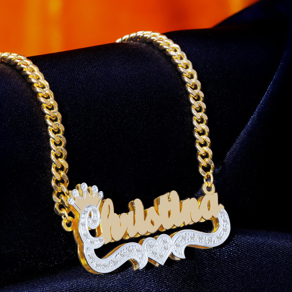 Diamonds Double Plated Name Necklace &quot;Christina&quot;
