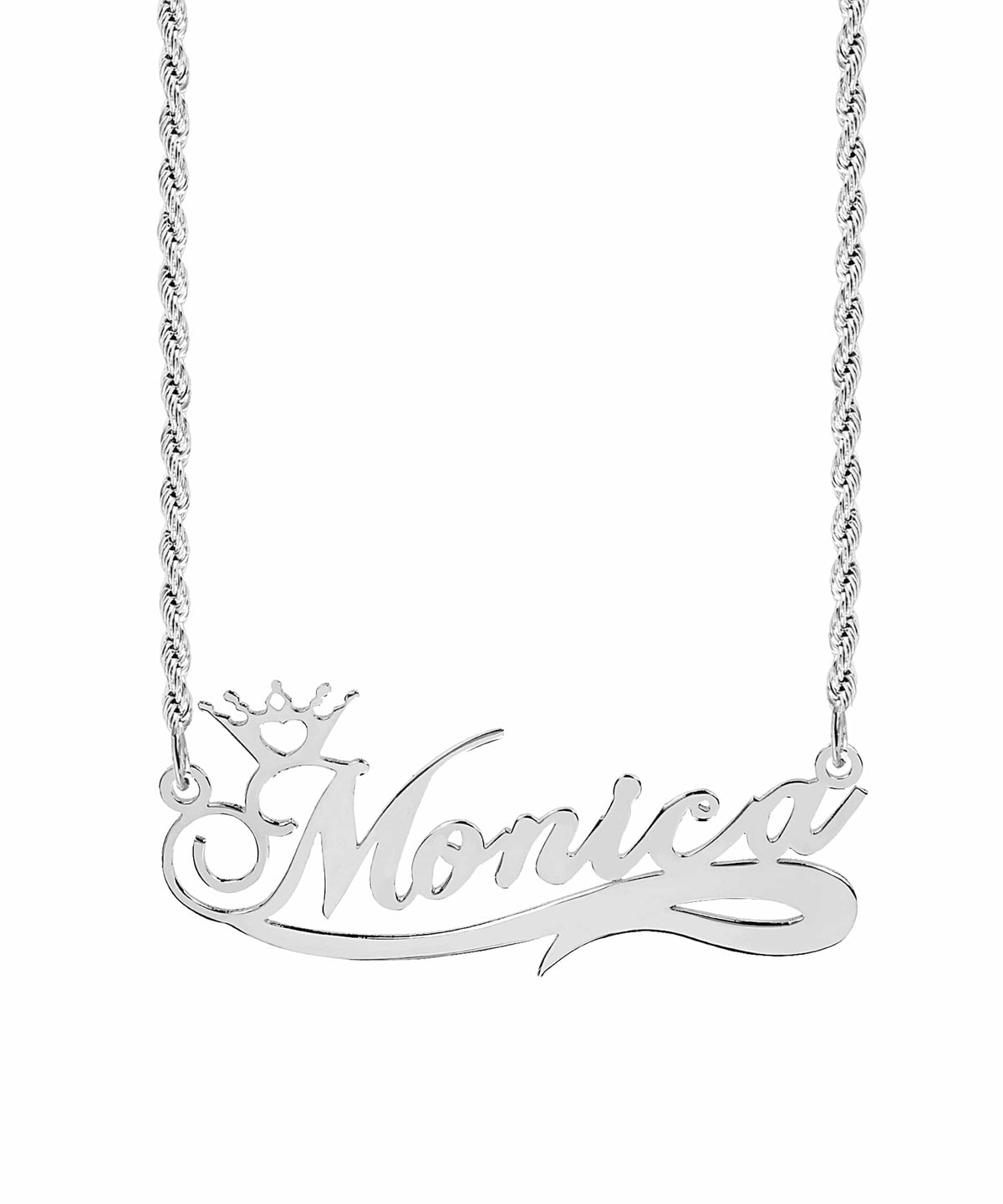 Personalized Name Crown Necklace with Tail Accent