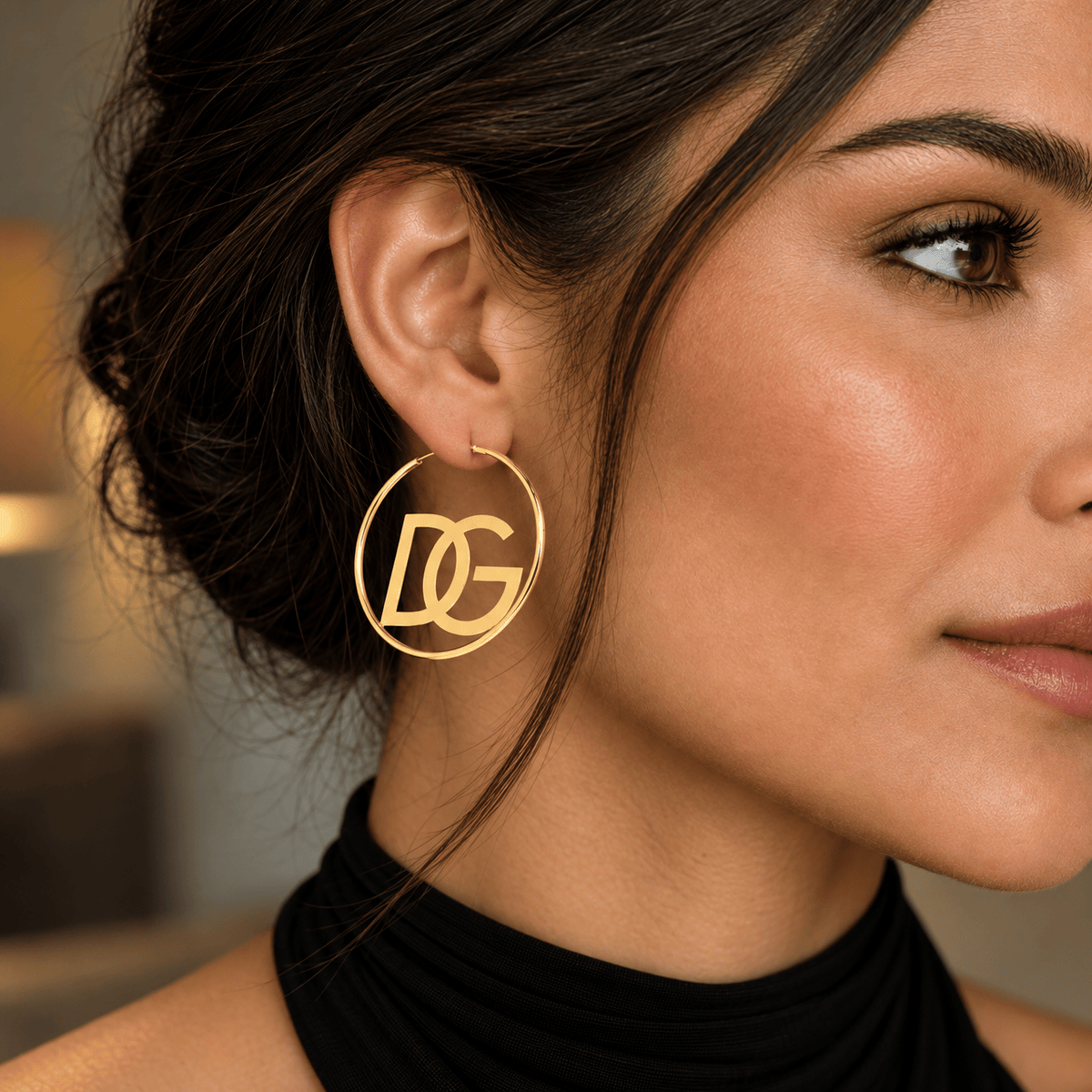 Personalized Two Initials Hoop Earrings
