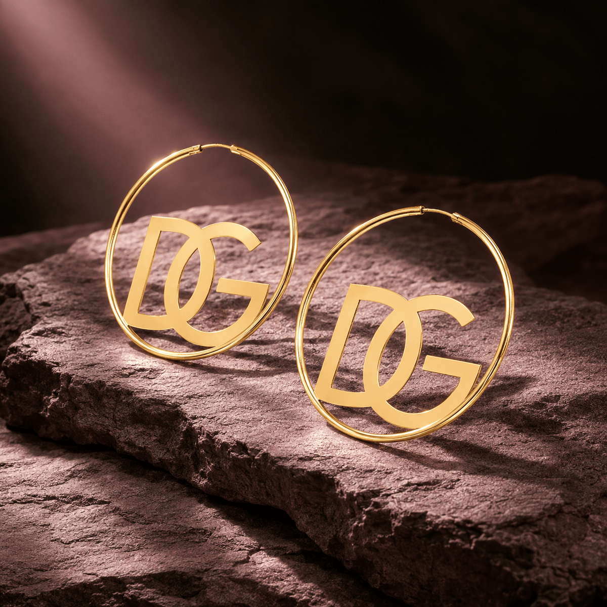 Personalized Two Initials Hoop Earrings