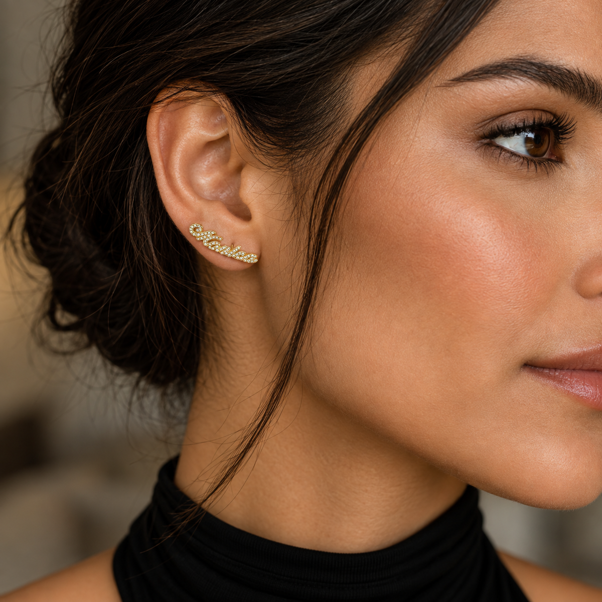 Name Iced out Post Earrings