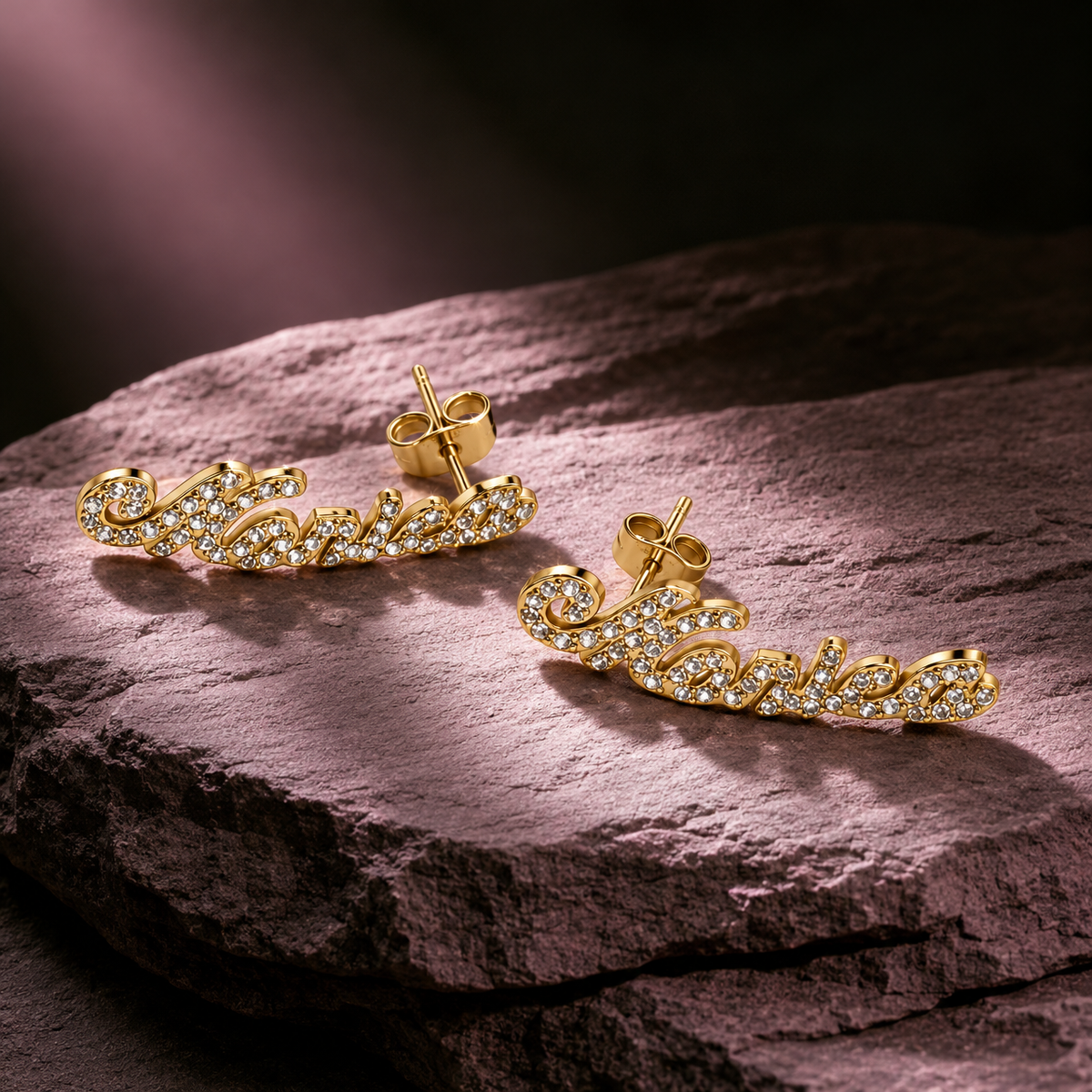 Name Iced out Post Earrings