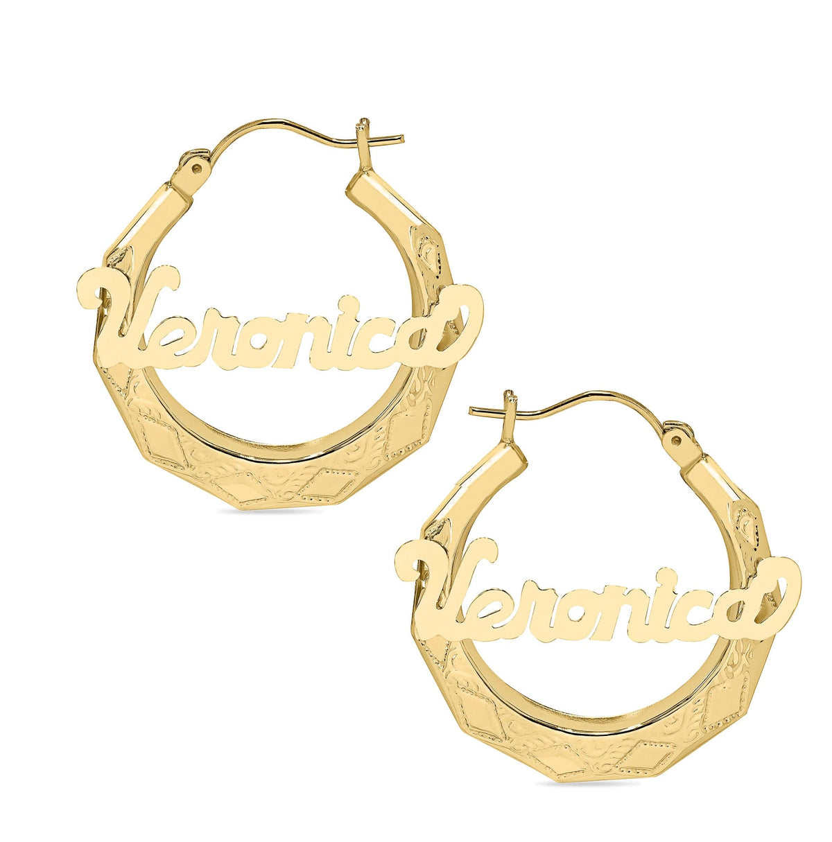 Classic Embossed Name Earrings