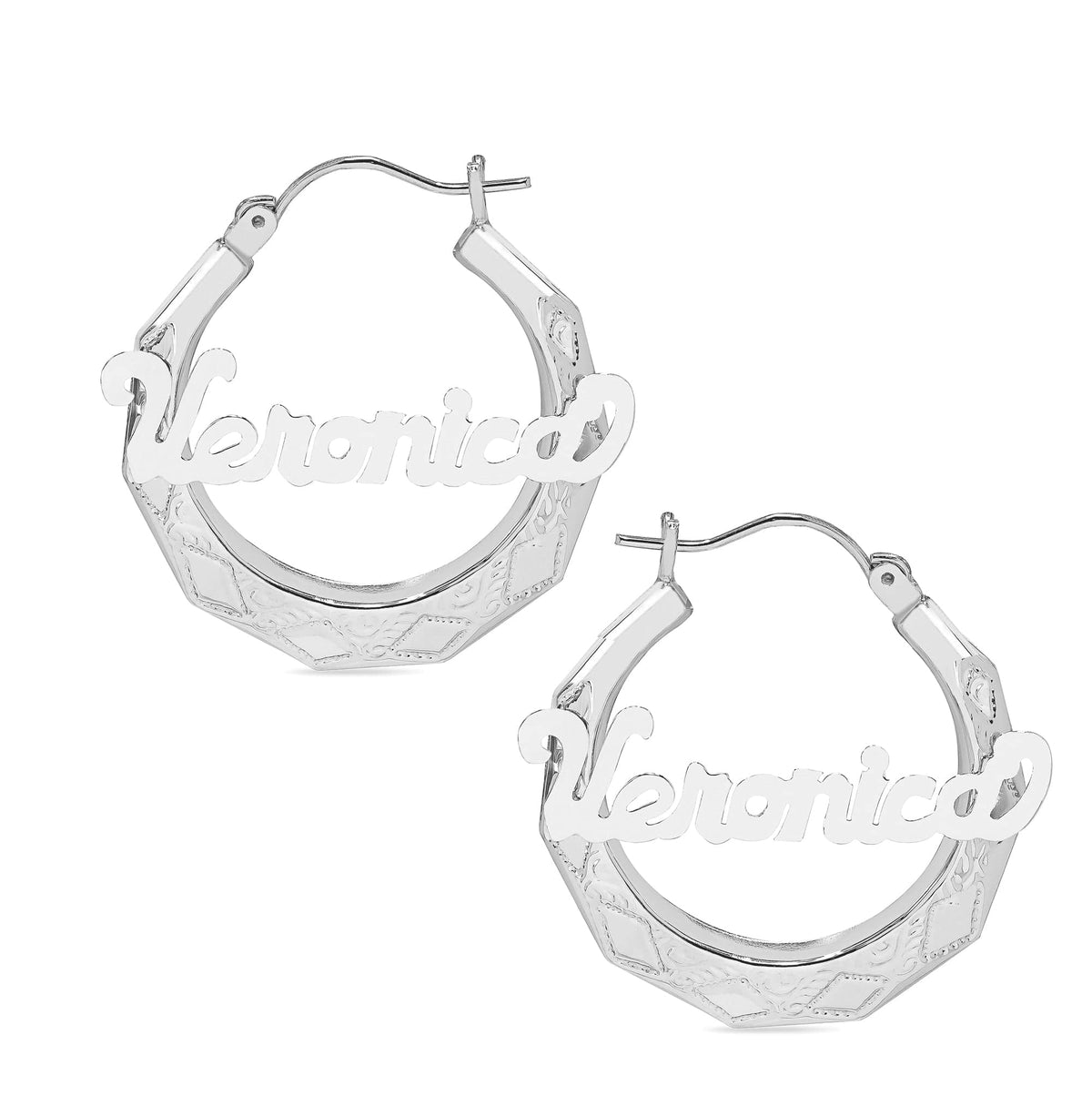 Classic Embossed Name Earrings