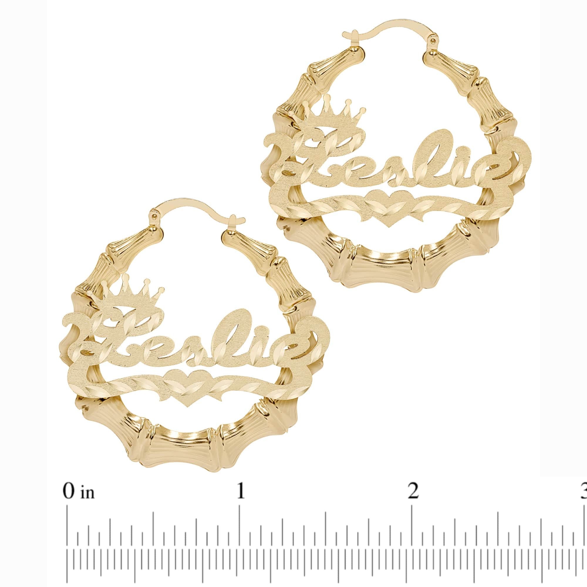 Gold Plated Crown Name Bamboo Earrings