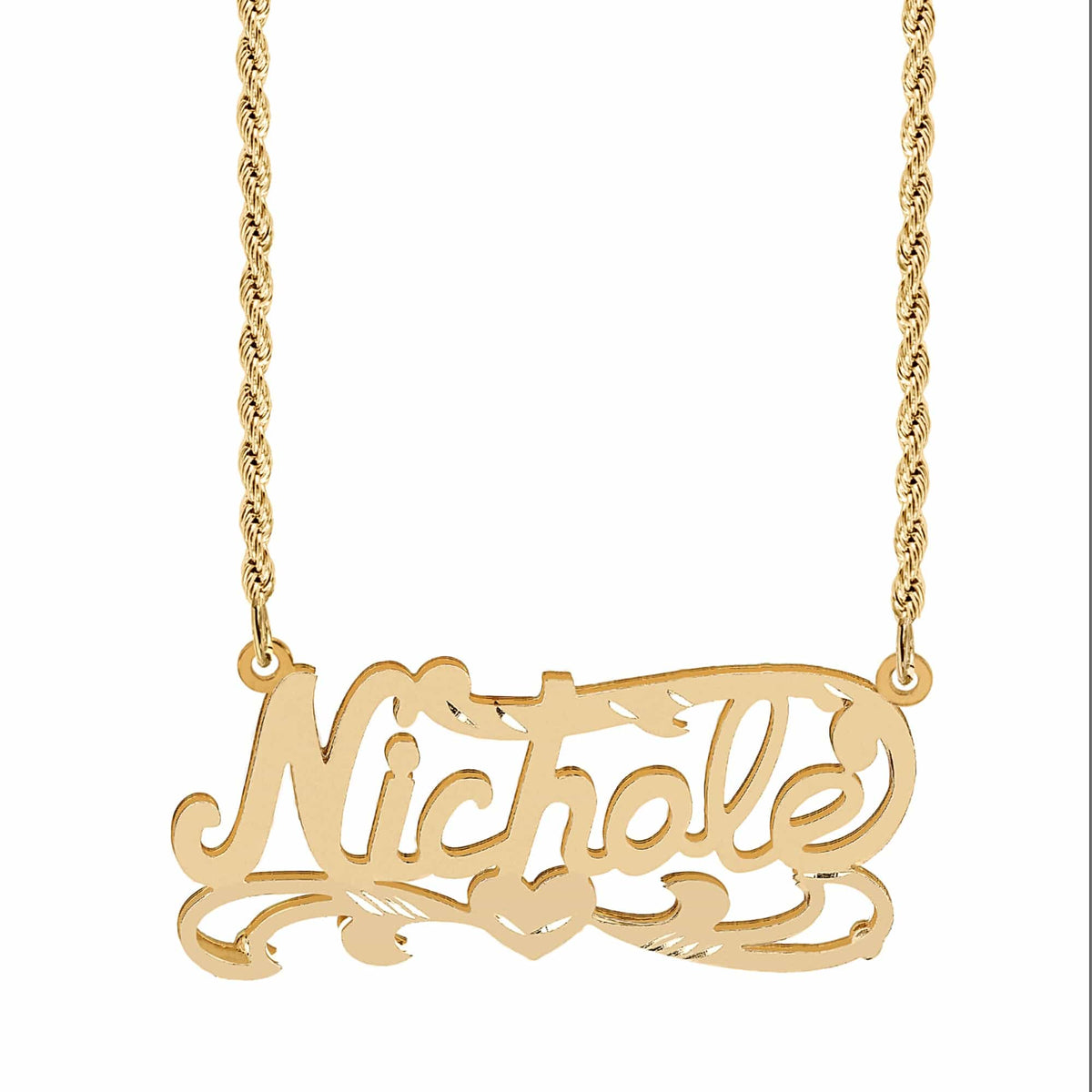 Double Plated Name Necklace &quot;Nichole&quot; w/  Diamond-cut