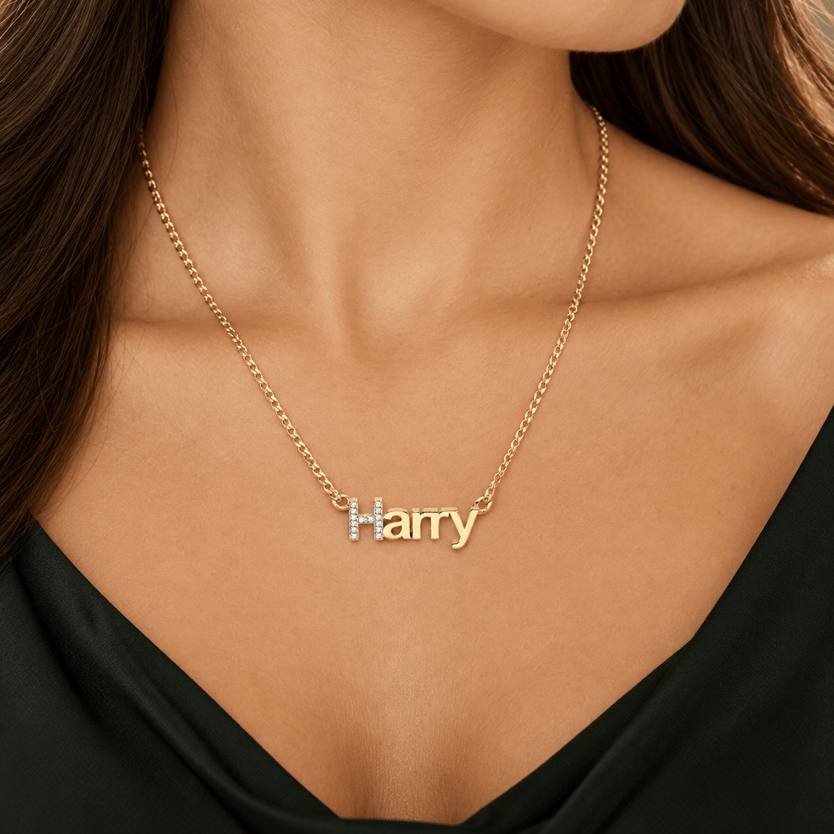 Personalized CZ Initial 3D Name Necklace
