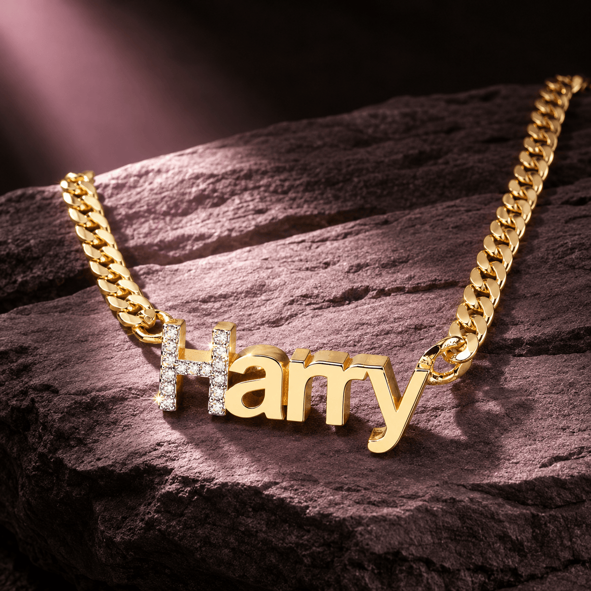 Personalized CZ Initial 3D Name Necklace