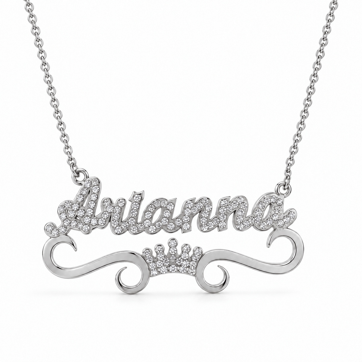 Iced Out Personalized Crown Single Name Nameplate Necklace