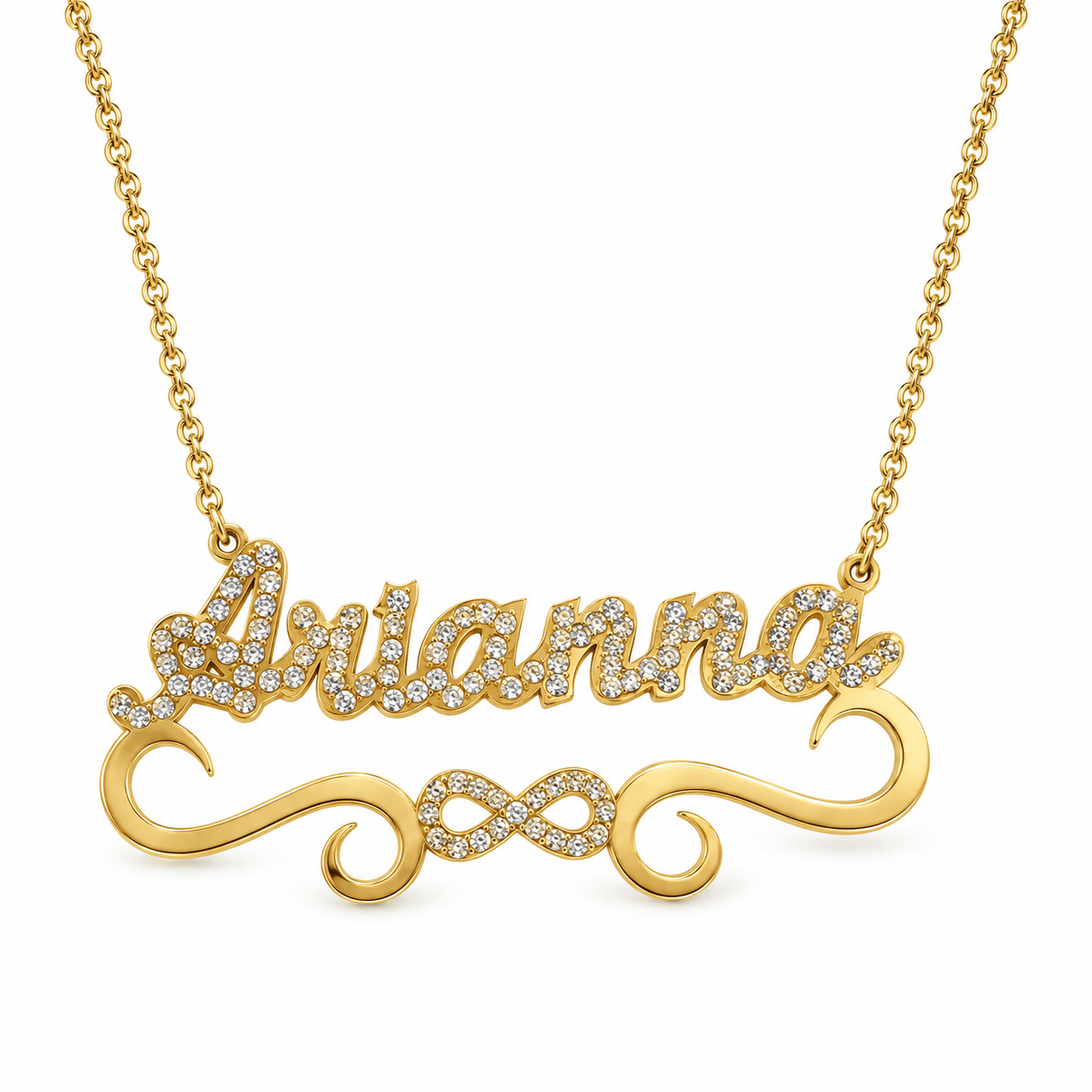 Iced Out Personalized Infinity Single Name Nameplate Necklace