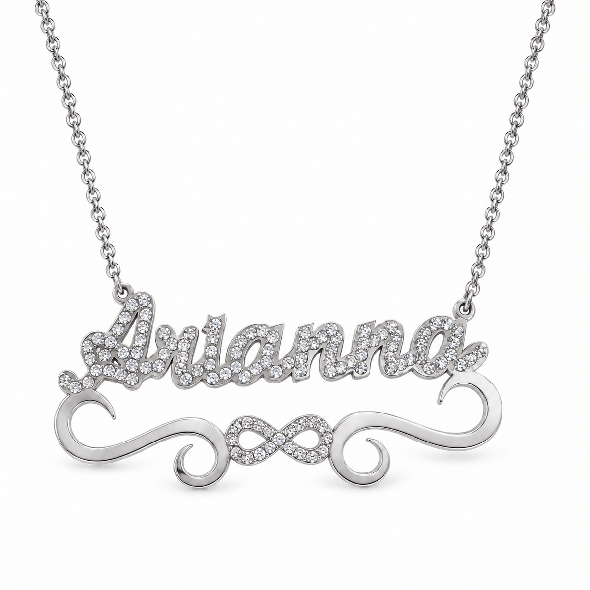 Iced Out Personalized Infinity Single Name Nameplate Necklace