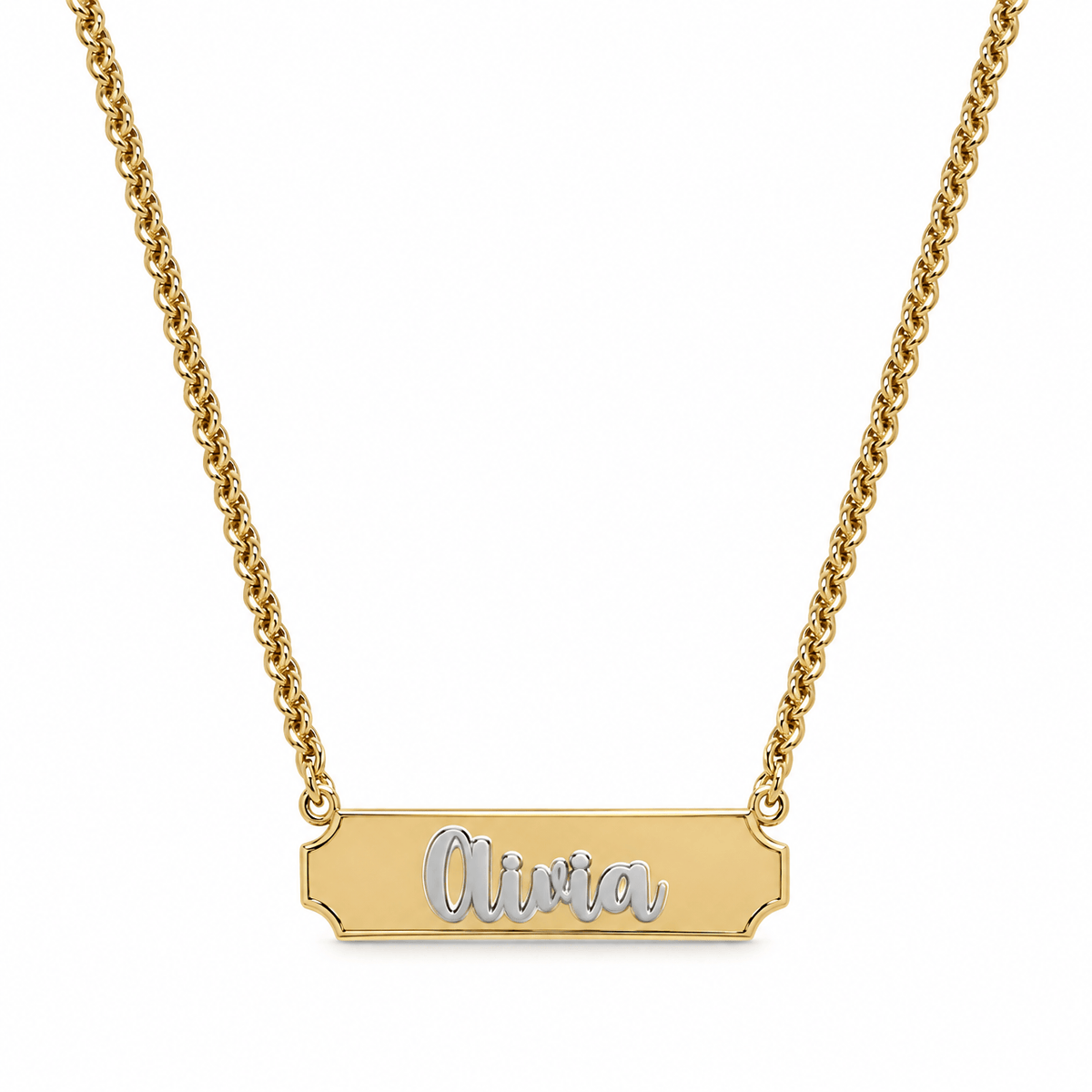 Personalized Engraved Horizontal Nameplate Necklace