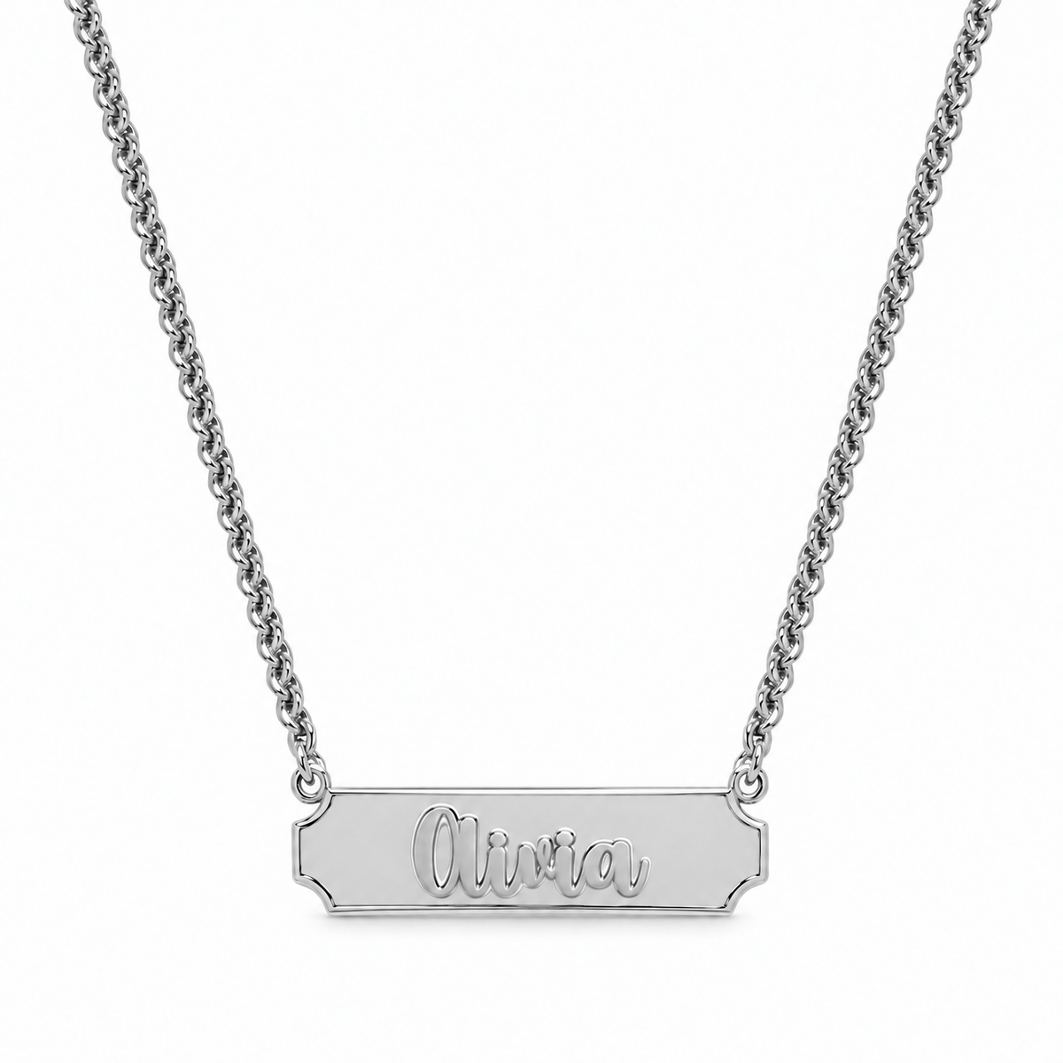Personalized Engraved Horizontal Nameplate Necklace
