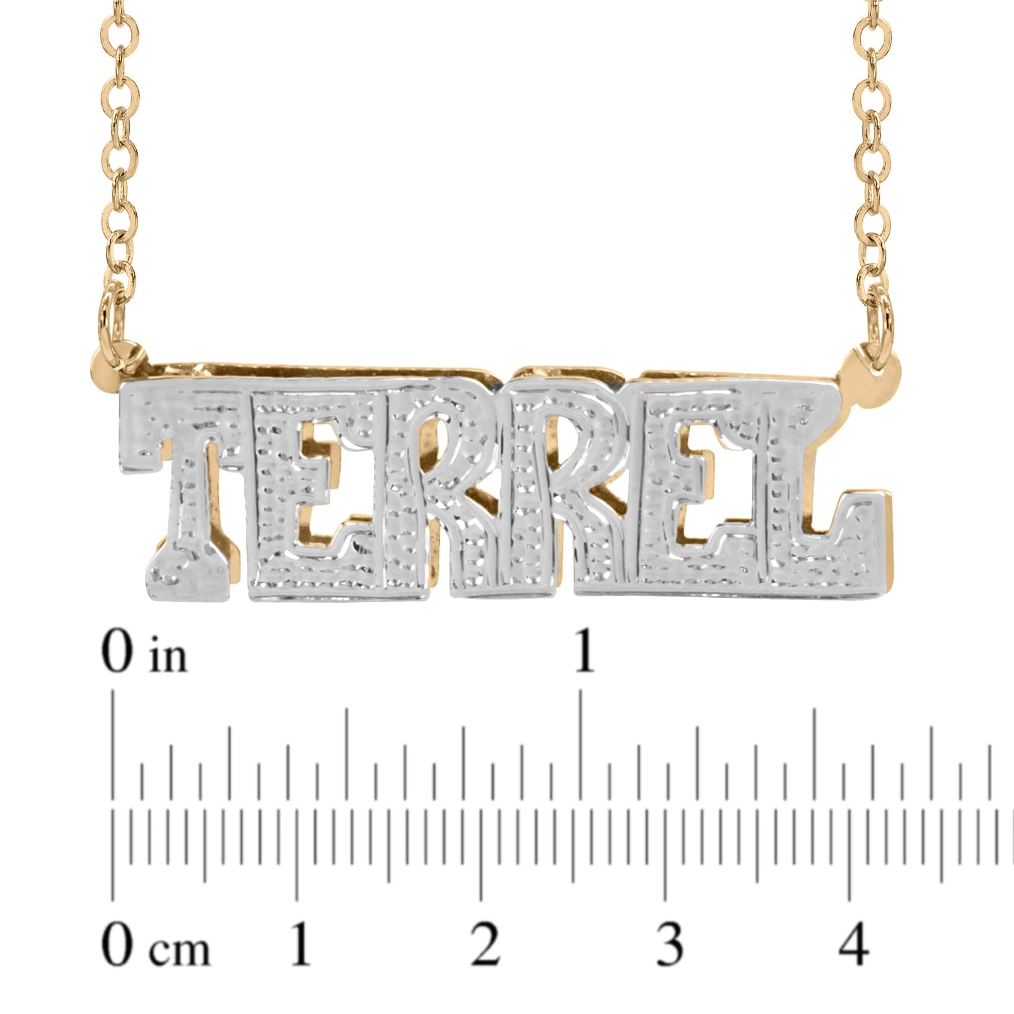 Silver Plated / Cuban Chain Double-plated Block Name Necklace