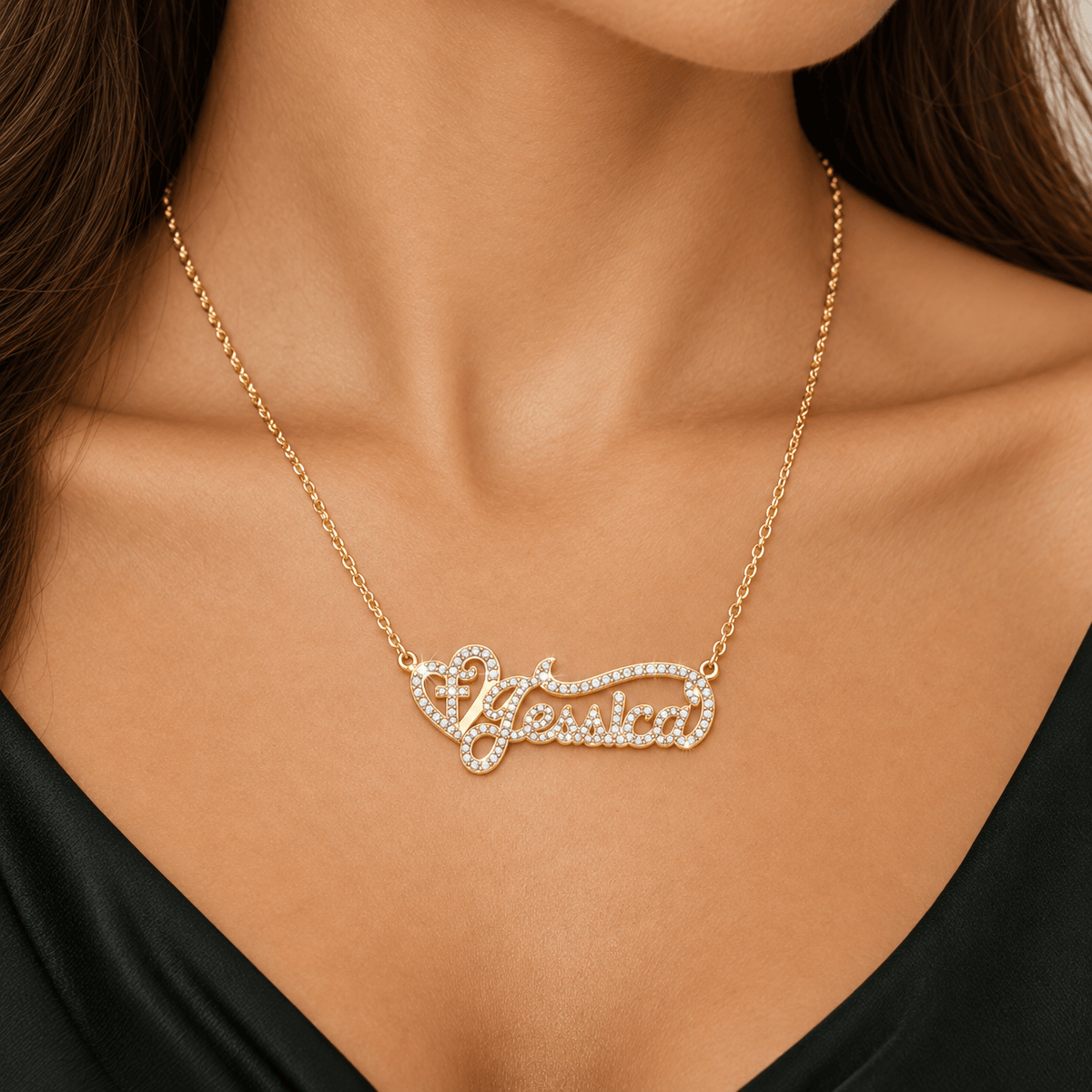 Personalized Single Cross Name Necklace