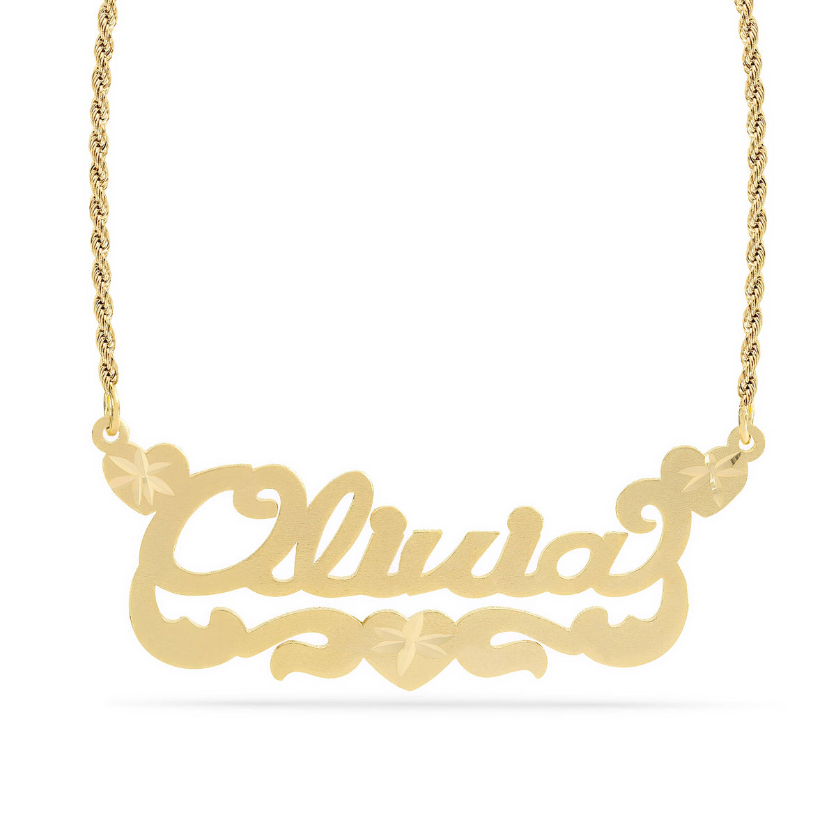 Personalized Name necklace with Satin and Heart &quot;Olivia&quot;